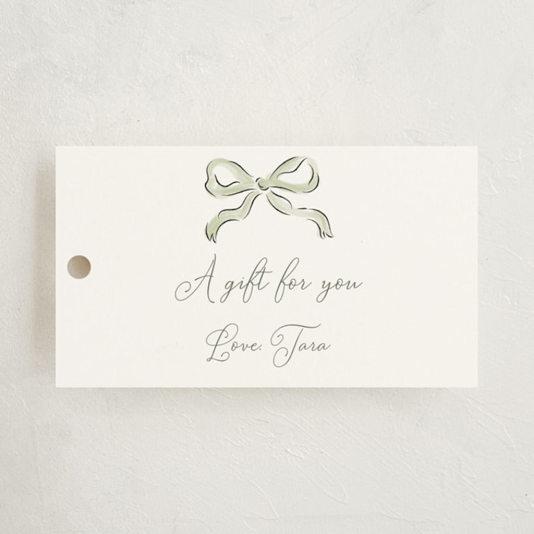 "Bow (add-on)" - Gift Tags in Pistachio by Helena Vitto - Front