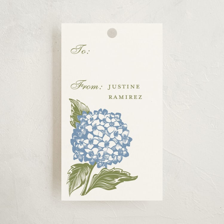 "Pressed Hydrangea" - Gift Tags in Blueberry by Teju Reval - Front