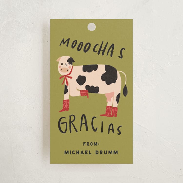 "mooochas gracias" - Gift Tags in Grass by Janna Sue Design - Front