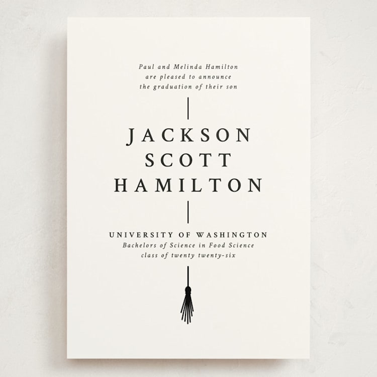 "Tassel Line" - Graduation Announcements in Onyx by Amy Payne - Front