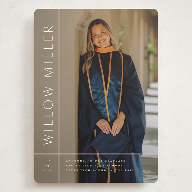 "Grids" - Graduation Announcements in Blush by Lauren Chism - Front
