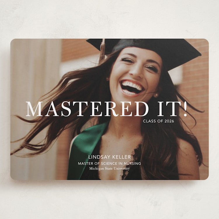 "Mastered It" - Graduation Announcements in Snow by Stacie Stankos - Front