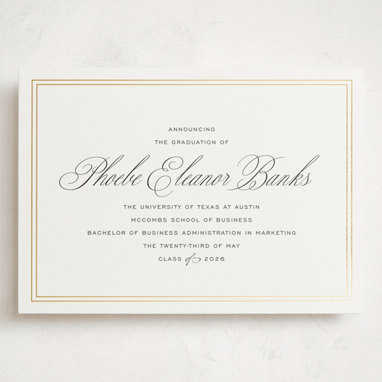"Scholarly Charm" - Graduation Announcements in Inkwell by Megan Davis - Front