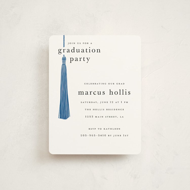 "Tassled" - Graduation Insert Cards in Cobalt by Ashlee Townsend - Front