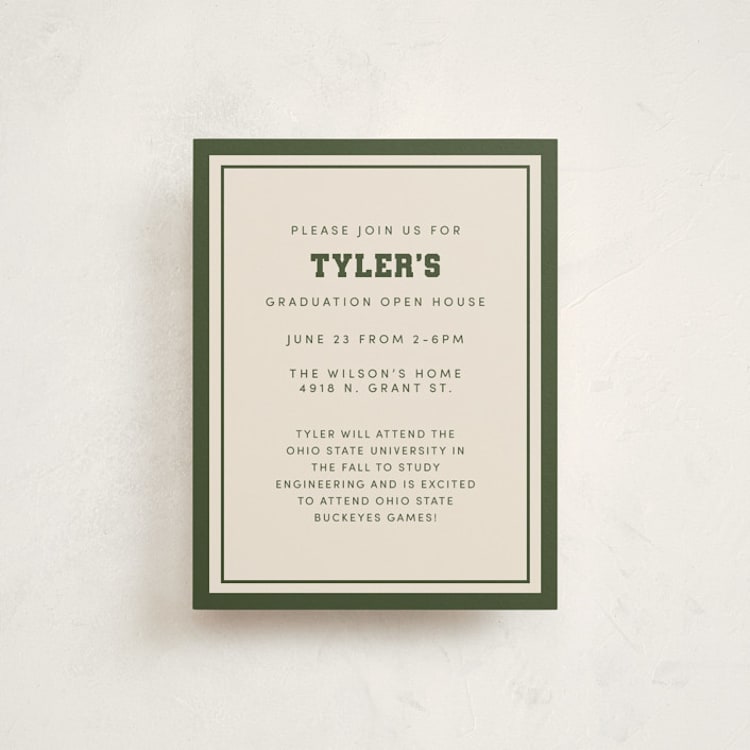 "Varsity Year" - Graduation Insert Cards in Forest by Megan Cash - Front