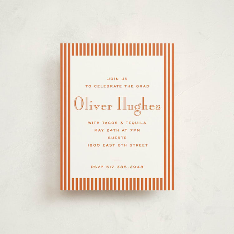 "Campus" - Graduation Insert Cards in Burnt Orange by Megan Davis - Front