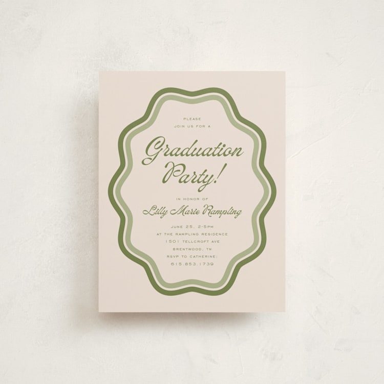 "Scalloped" - Graduation Insert Cards in Matcha by Melanie Kosuge - Front