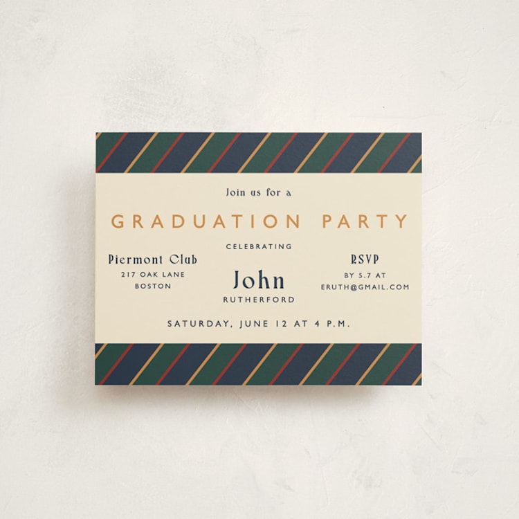 "Belmont" - Graduation Insert Cards in Navy by Sarah Rosenthal - Front
