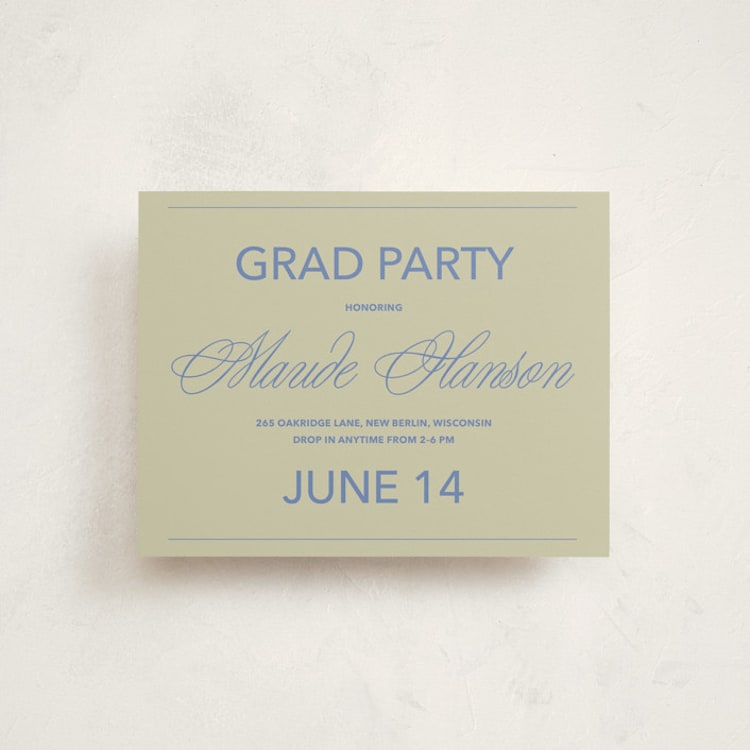 "New Style" - Graduation Insert Cards in Denim by Inkblot Design - Front