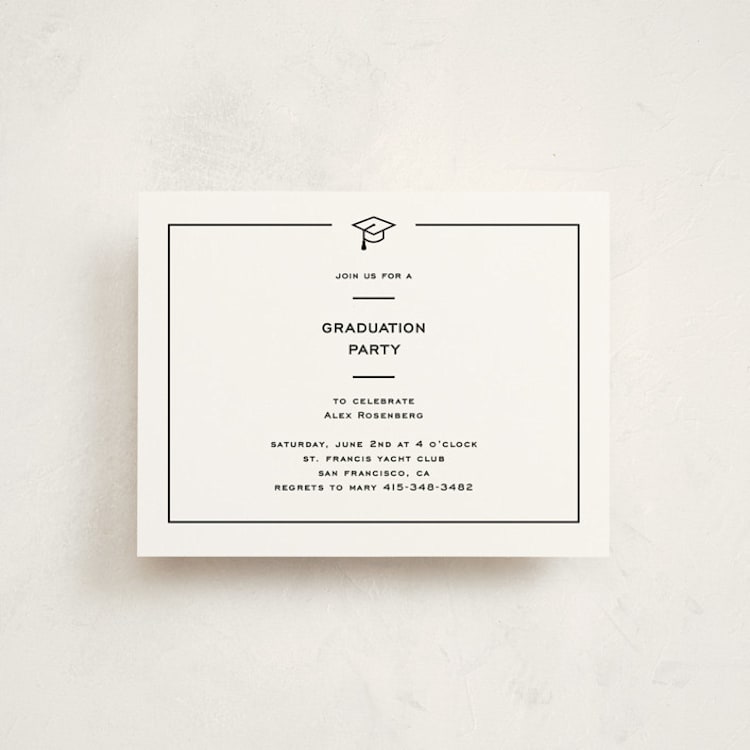 "Cap Frame" - Graduation Insert Cards in Noir by Annie Shapiro - Front