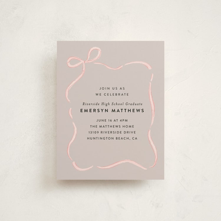 "Ribbon Frame" - Graduation Insert Cards in Blush by Itsy Belle Studio - Front