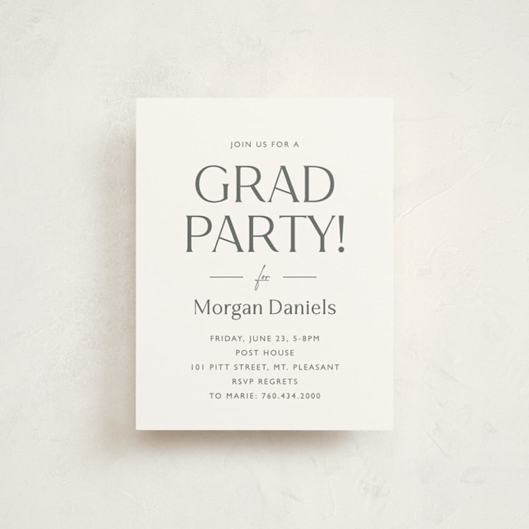 "Grad in Overlay" - Graduation Insert Cards in Eggshell by Carolyn MacLaren - Front