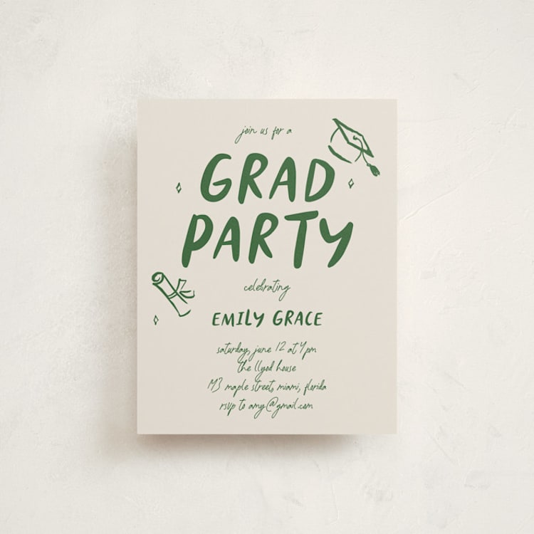 "Playful" - Graduation Insert Cards in Avocado by Vera Lim - Front