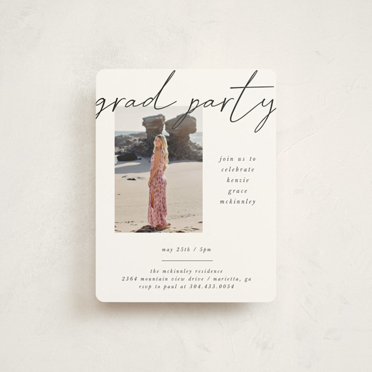 "Simple + Script" - Graduation Insert Cards in Chalkboard by Kelly Watkins - Front