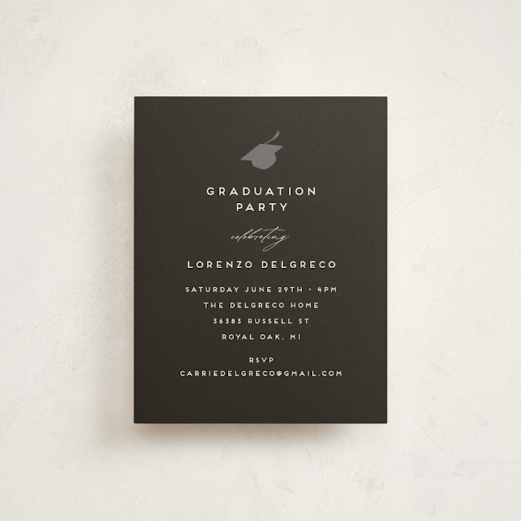 "Hats off grad" - Graduation Insert Cards in Ardoise by Jamie Alexander - Front
