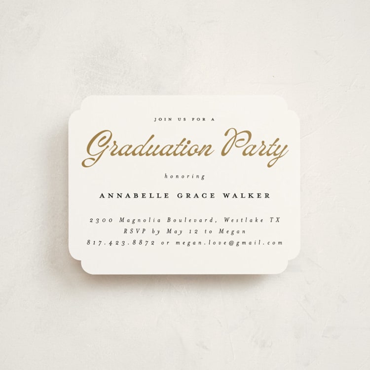 "Vintage script" - Graduation Insert Cards in Golden by Maja Cunningham - Front