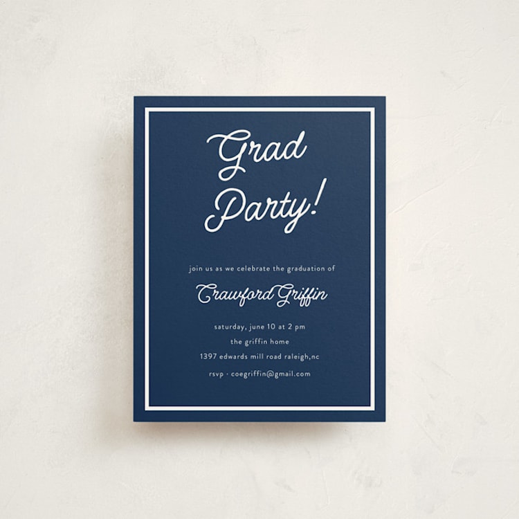 "retro vintage grad" - Graduation Insert Cards in Navy by BR Designs - Front