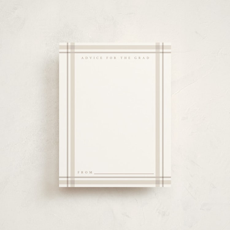 "Traditional Plaid" - Graduation Insert Cards in Tan by Ashley Presutti Beasley - Front
