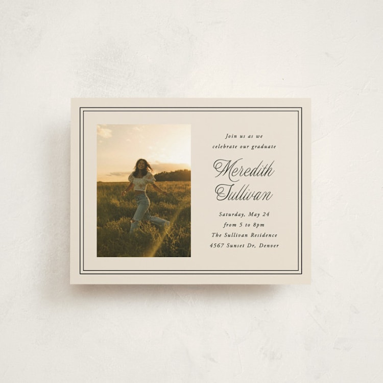 "Timeless Border" - Graduation Insert Cards in Almond by Brianne Larsen - Front