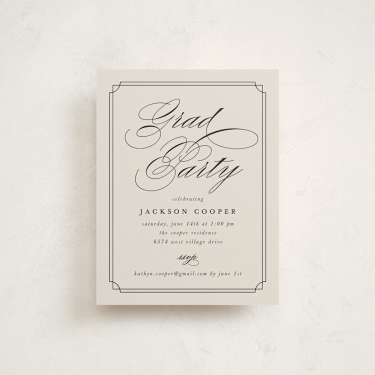 "Refined Grad" - Graduation Insert Cards in Taupe by Ashley Iwafuchi - Front