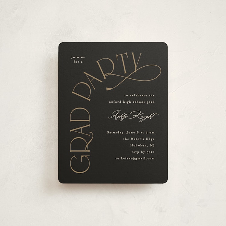 "Shiny year" - Graduation Insert Cards in Noir by Creo Study - Front