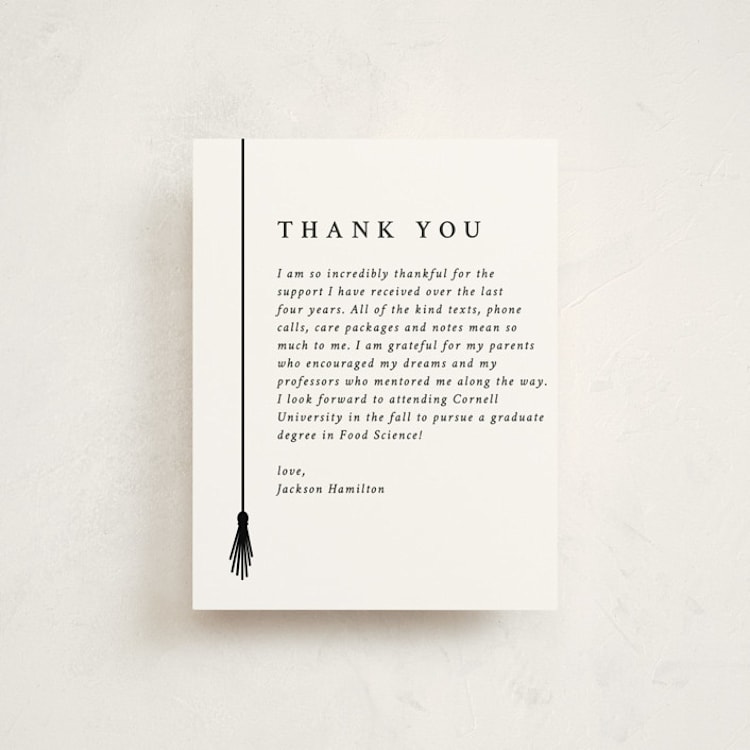 "Tassel Line" - Graduation Insert Cards in Onyx by Amy Payne - Front