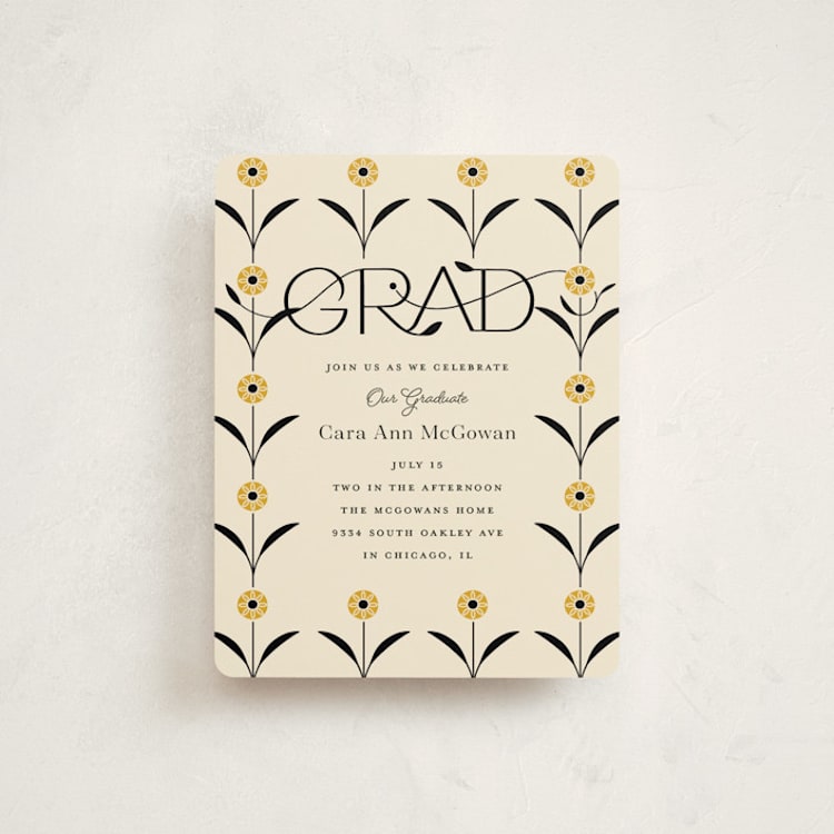 "Grad Florals" - Graduation Insert Cards in Cream by Morgan Ramberg - Front
