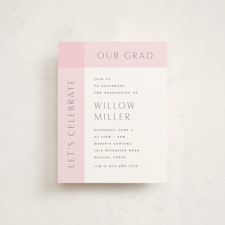 "Grids" - Graduation Insert Cards in Blush by Lauren Chism - Front