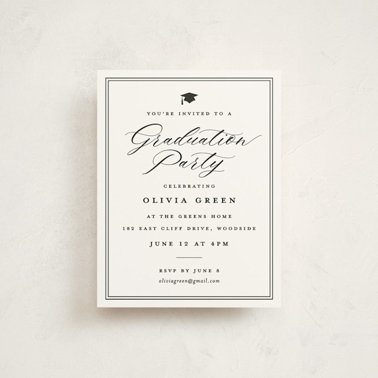 "portrait script" - Graduation Insert Cards in Onyx by Sarah Curry - Front
