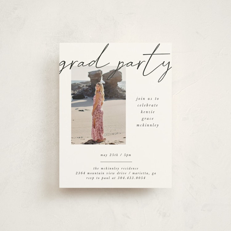 "Simple + Script" - Graduation Insert Cards in Chalkboard by Kelly Watkins - Front