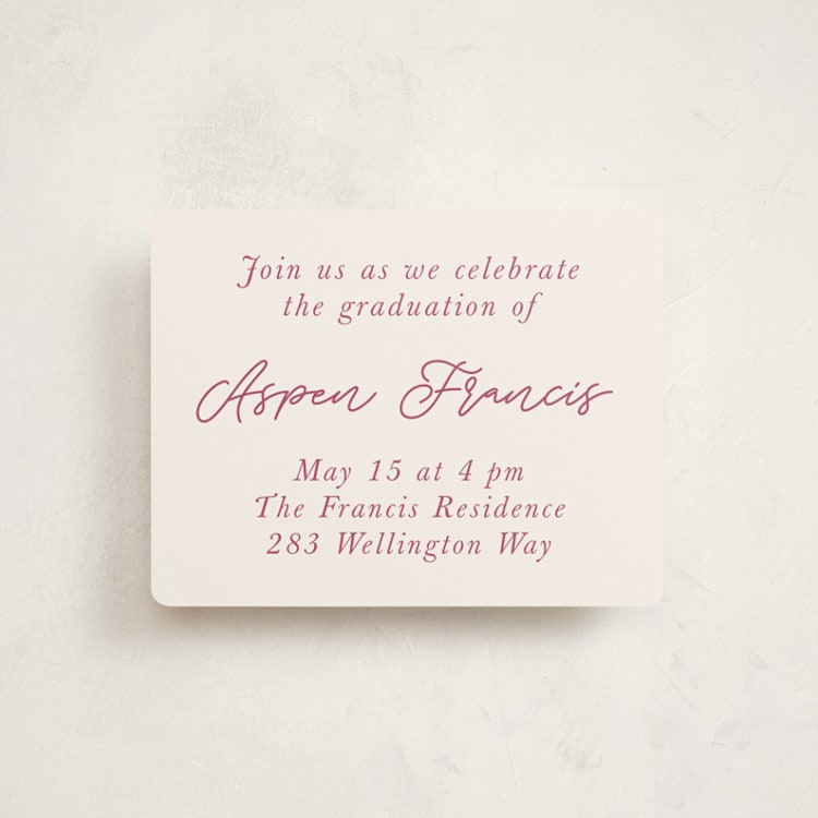 "block print" - Graduation Insert Cards in Blush by Carolyn Hunt - Front