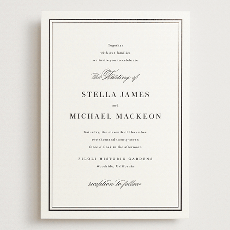 "Polished" - Wedding Invitations in Cotton by Jennifer Postorino - Front