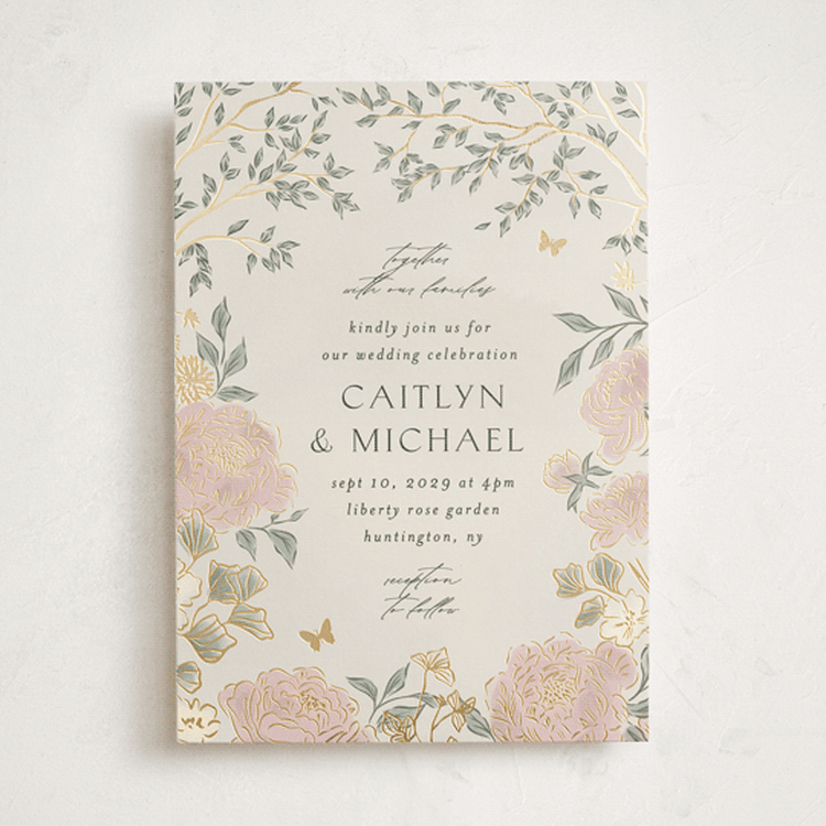 "dancing in the garden" - Wedding Invitations in Blush Meadow by Grae - Front