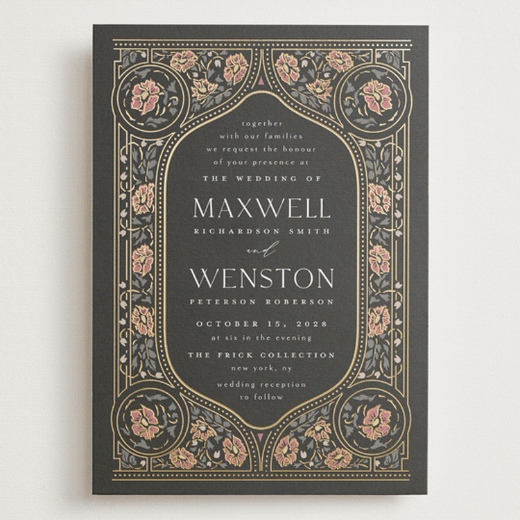 "Timeless Nature" - Wedding Invitations in Ebony by Ana de Sousa - Front