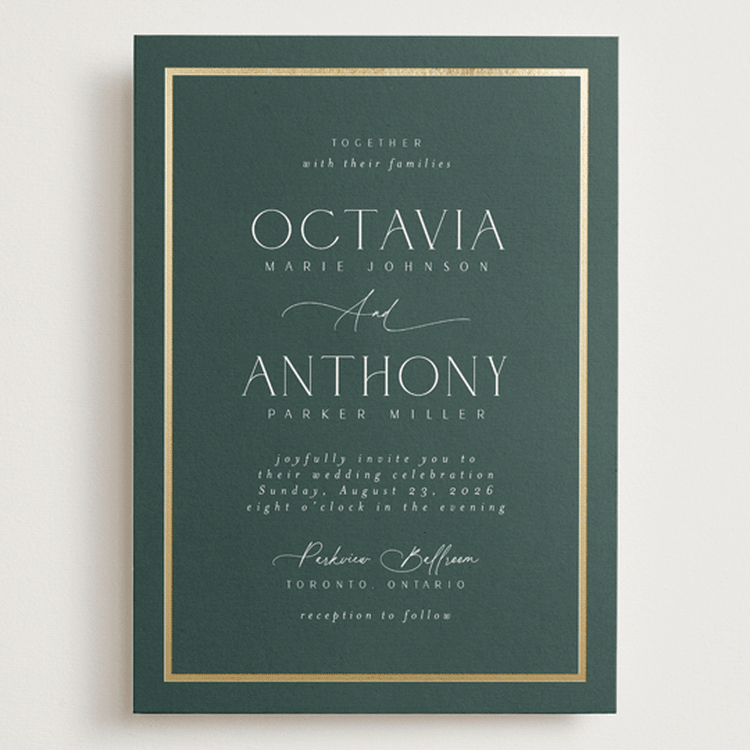 "Regal" - Wedding Invitations in Evergreen by Nicole Walsh - Front