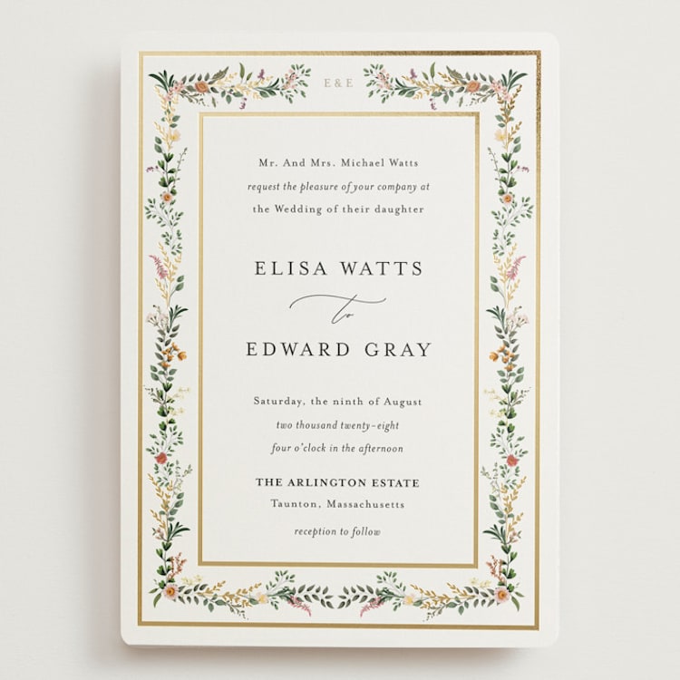 "Blooming Vine" - Wedding Invitations in Blush by Susan Moyal - Front