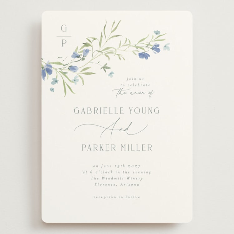 "Sweeping Meadow" - Wedding Invitations in Aquamarine by Everett Paper Goods - Front