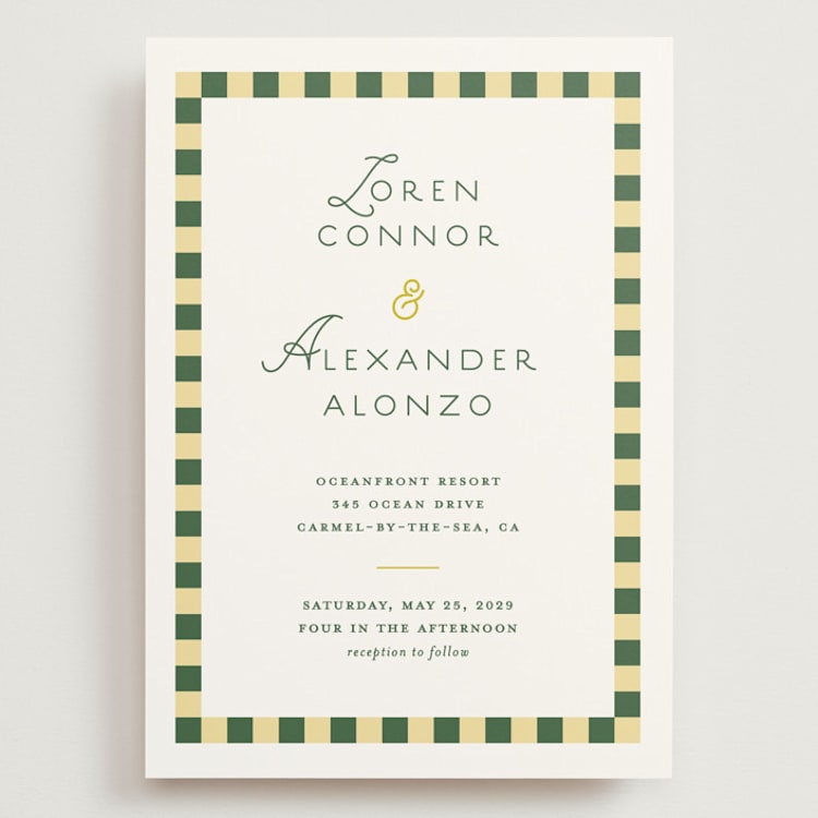 "grid" - Wedding Invitations in Citrus by Angela Quan - Front