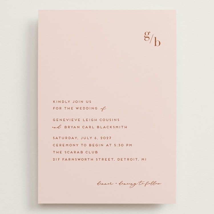 "Mod Initials" - Wedding Invitations in Rust by Genna Blackburn - Front