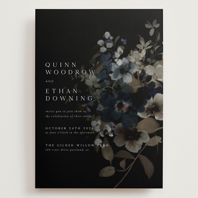 "Vintage Botanical" - Wedding Invitations in Midnight by Grace Kreinbrink - Front