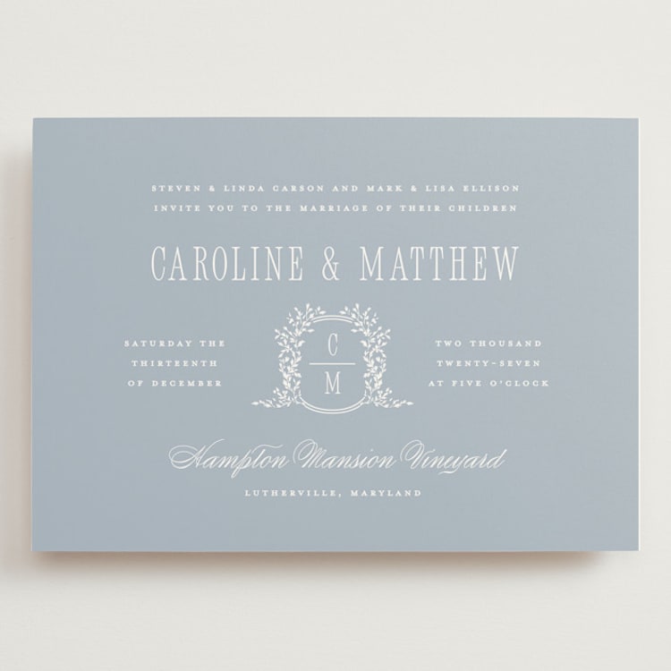 "Hartford" - Wedding Invitations in Powder by Erin L. Wilson - Front