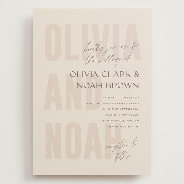 "Salted" - Wedding Invitations in Blush by Pixel and Hank - Front