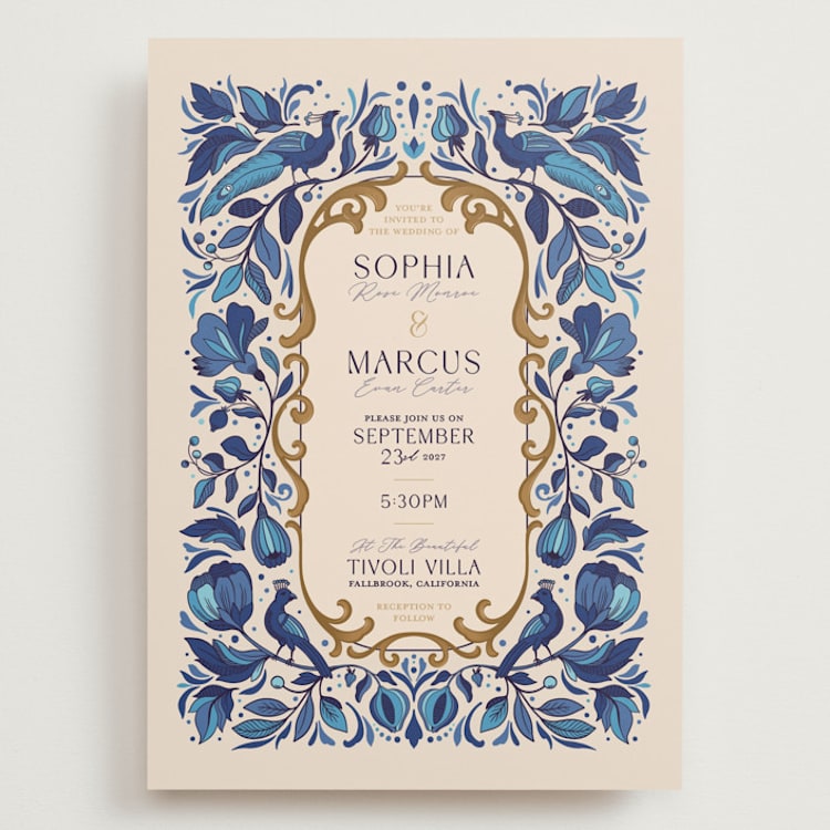"Gilded" - Wedding Invitations in Cerulean by GeekInk Design - Front