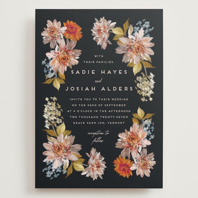 "Dahlia Season" - Wedding Invitations in Navy by Olivia Kanaley Inman - Front