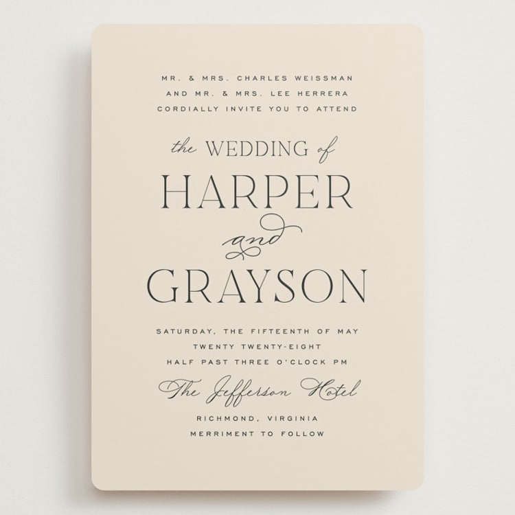"Tendu" - Wedding Invitations in Creme by Carly Reed Walker - Front
