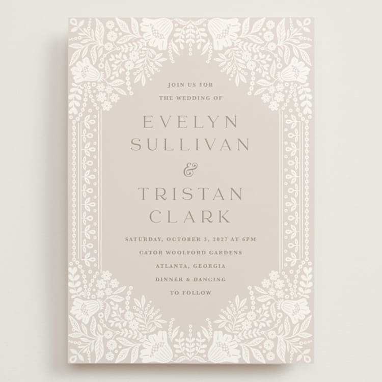"Lace Trim" - Wedding Invitations in Cream by Kristen Smith - Front