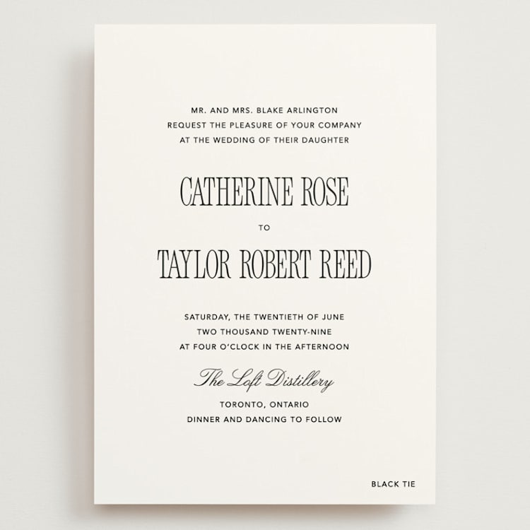 "Formal Minimalist" - Wedding Invitations in Silk by Kelly Schmidt - Front