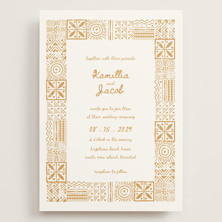 "Tribal Rythm" - Wedding Invitations in Amber by Selima Akhter - Front