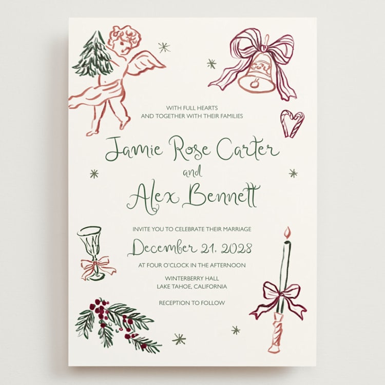 "Holidays ink doodles" - Wedding Invitations in Enchanted Holiday by Cass Loh - Front