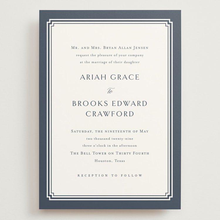 "Ariah" - Wedding Invitations in French Blue by Jennifer Postorino - Front